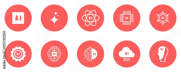 Obraz artificial intelligence / AI icon collection, artificial intelligence icon pack isolated without background