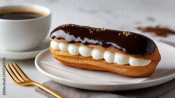 Obraz luxury eclair coffee pairing