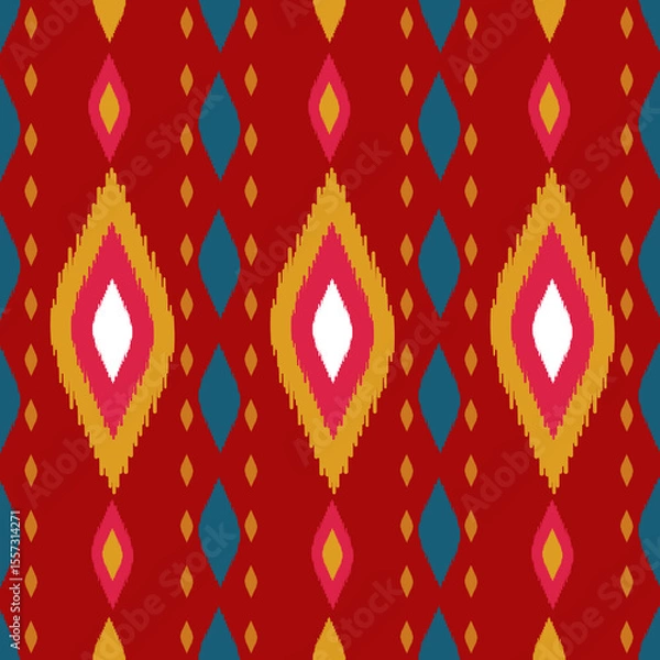 Obraz Beautiful Ikat seamless pattern design by geometric 