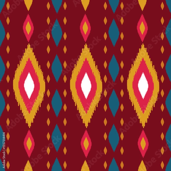 Obraz Beautiful Ikat seamless pattern design by geometric 