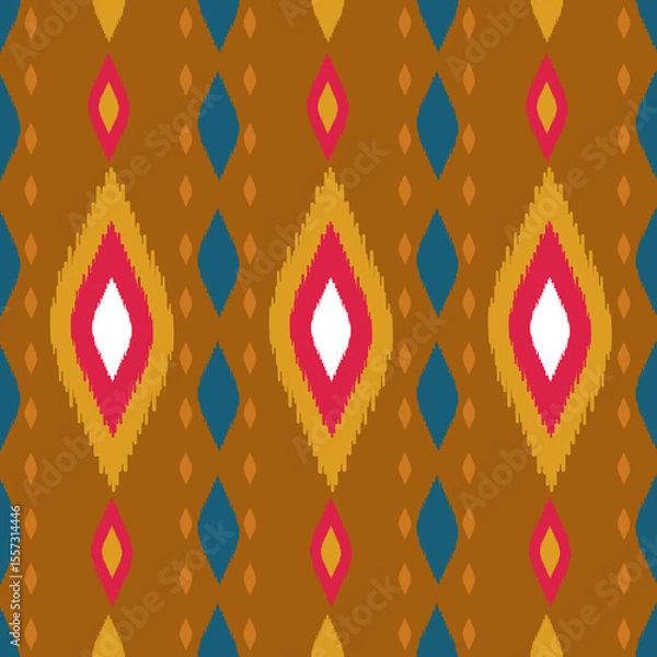 Obraz Beautiful Ikat seamless pattern design by geometric 