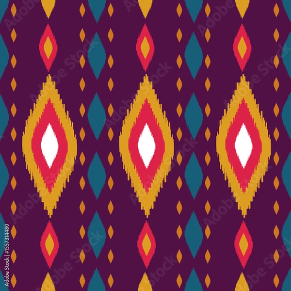 Obraz Beautiful Ikat seamless pattern design by geometric 