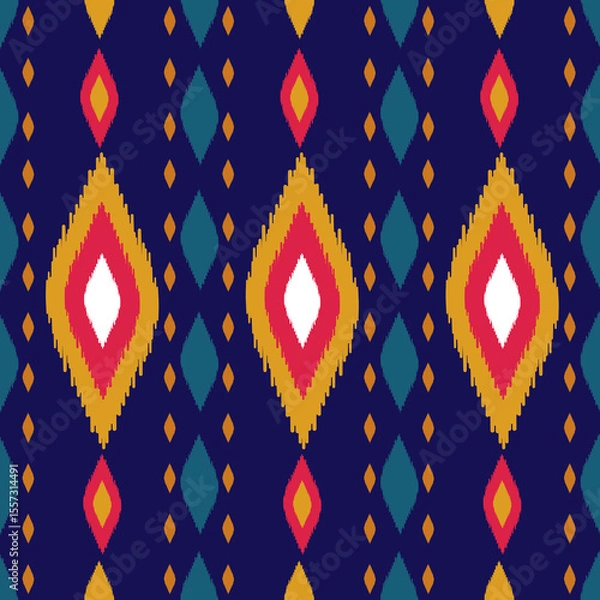 Obraz Beautiful Ikat seamless pattern design by geometric 
