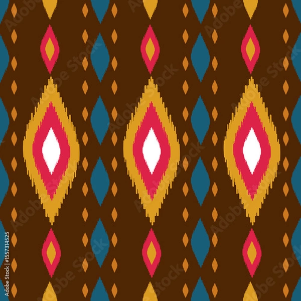 Obraz Beautiful Ikat seamless pattern design by geometric 