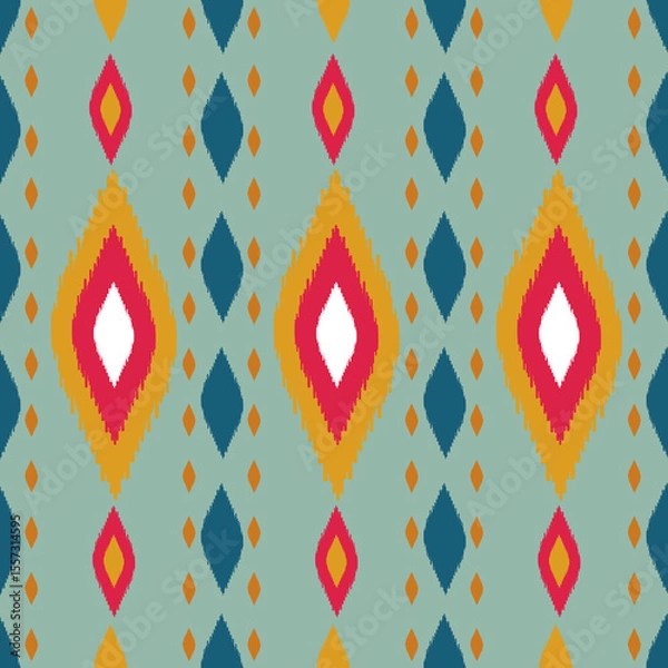 Obraz Beautiful Ikat seamless pattern design by geometric 