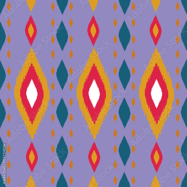 Obraz Beautiful Ikat seamless pattern design by geometric 
