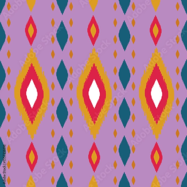 Obraz Beautiful Ikat seamless pattern design by geometric 