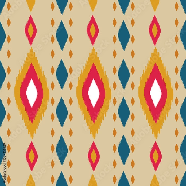 Obraz Beautiful Ikat seamless pattern design by geometric 