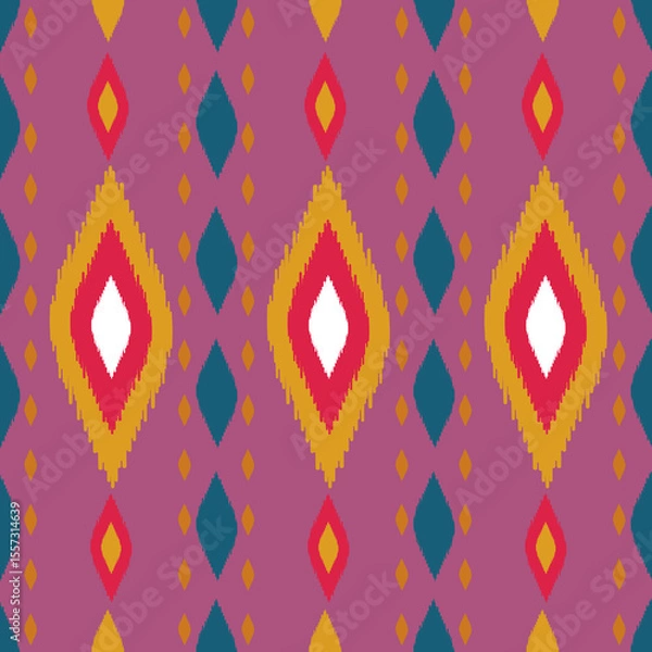Obraz Beautiful Ikat seamless pattern design by geometric 