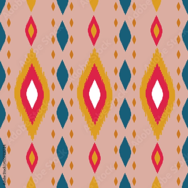 Obraz Beautiful Ikat seamless pattern design by geometric 