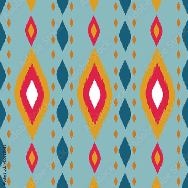 Obraz Beautiful Ikat seamless pattern design by geometric 
