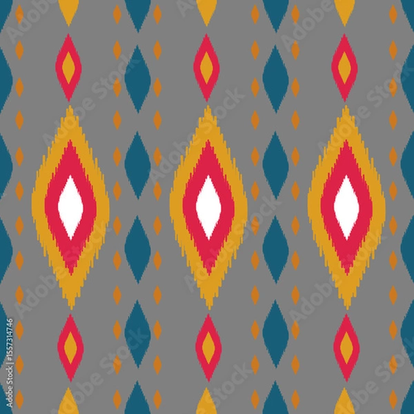 Obraz Beautiful Ikat seamless pattern design by geometric 