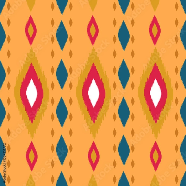 Obraz Beautiful Ikat seamless pattern design by geometric 