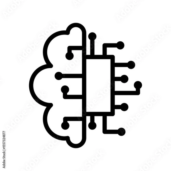 Fototapeta brain icon with digital circuit pathways
