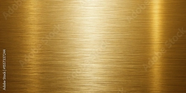 Fototapeta Golden Metal Brushed Wide Textured Plate, Polished Shiny Surface with Fine Lines and Elegant Reflection, Luxurious Yellow Gold Background for Product Display, Pattern Design, or Branding Template