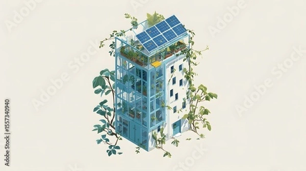 Obraz Urban Green Building Concept with Sustainable Features and Nature