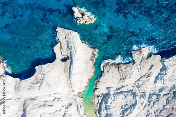 Obraz White chalk cliffs in Sarakiniko, Milos island, Cyclades, Greece
