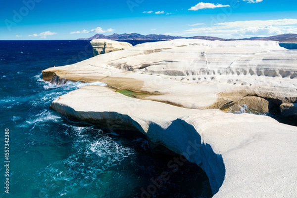 Obraz White chalk cliffs in Sarakiniko, Milos island, Cyclades, Greece
