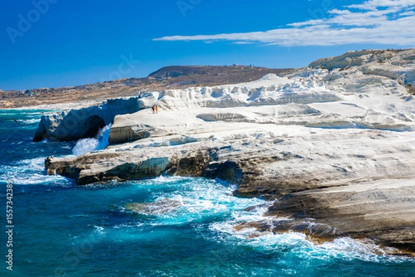 Obraz White chalk cliffs in Sarakiniko, Milos island, Cyclades, Greece
