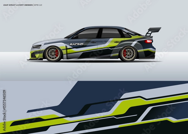 Fototapeta 
Car wrap design vector. Abstract racing graphics universal with backround. Editable vector template