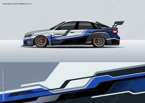Fototapeta 
Car wrap design vector. Abstract racing graphics universal with backround. Editable vector template