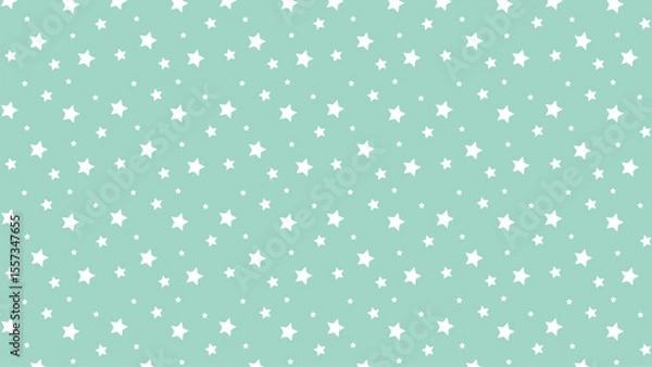 Fototapeta Seamless mint green star pattern background. Perfect for baby shower designs, nursery wall art, kids fabric, birthday decorations, scrapbooking, and cute celestial-themed digital or print projects.