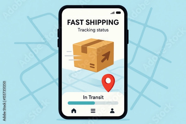 Obraz Mobile application for tracking package delivery status shipping