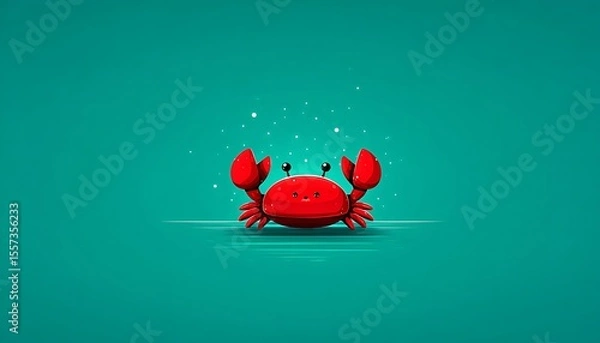 Obraz Cute crab illustration on teal background
