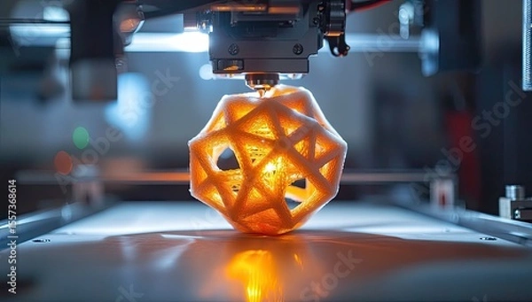 Fototapeta 3D printer creating a geometric object