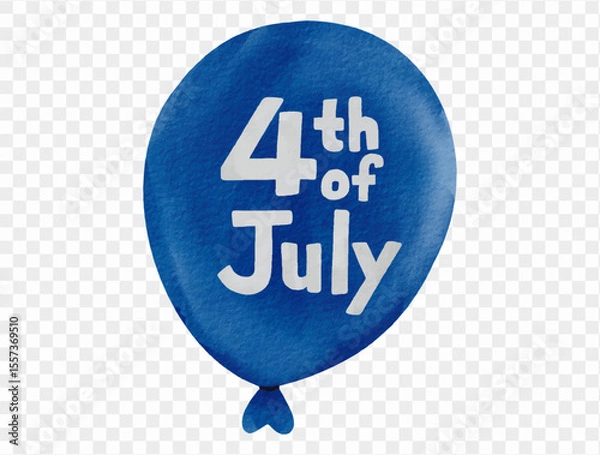 Fototapeta Blue balloon with  4th of July text in patriotic style vector for Independence Day and national celebrations