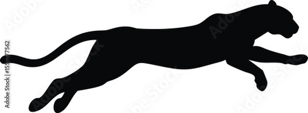 Fototapeta Silhouette of a powerful jumping panther depicting wildlife and strength in bold black