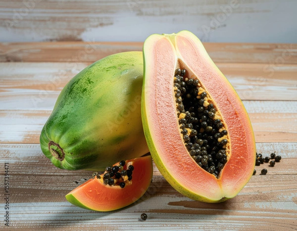 Obraz papaya on a wooden board