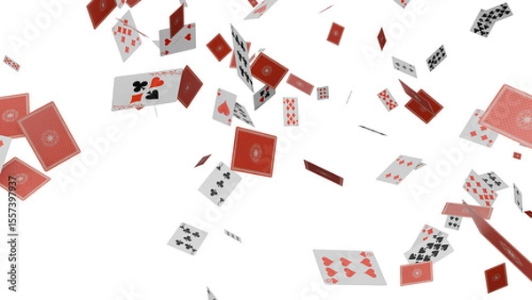 Fototapeta 3D Render a bunch of cards are flying in the air