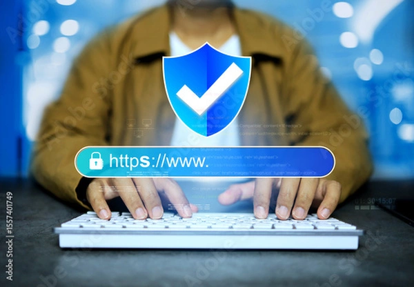 Fototapeta Programmer chosen https www a domain type is more secure, adding S to increase security is an encrypted communication protocol using Asymmetric Algorithm