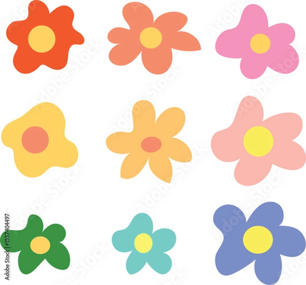 Obraz Cute styliized simplify flower graphic vibrant pattern minimal artwork vector