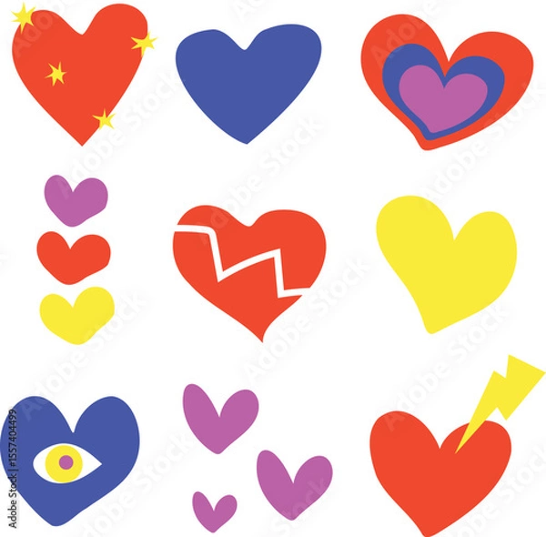 Obraz Decorative graphic heart with vibrant color and cool style icon vector sheet 
