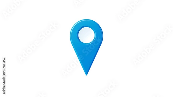 Fototapeta 3d blue map pointer icon isolated on transparent background Blue location pin cut out