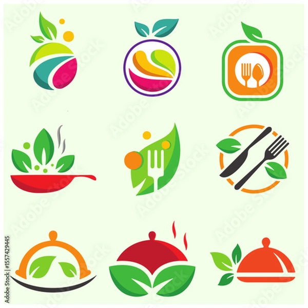 Obraz Cooking Icon Logo Vector Set 2