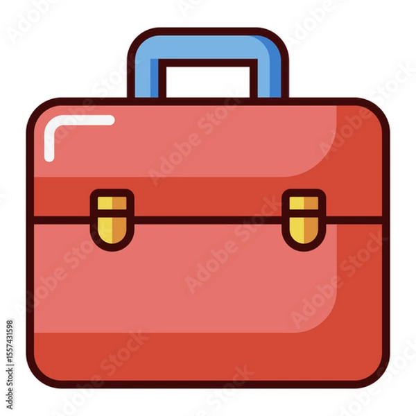 Fototapeta Briefcase cartoon style icon isolated on white background.