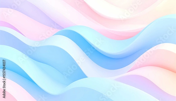 Fototapeta Colorful abstract waves in soft pastel shades of pink and blue