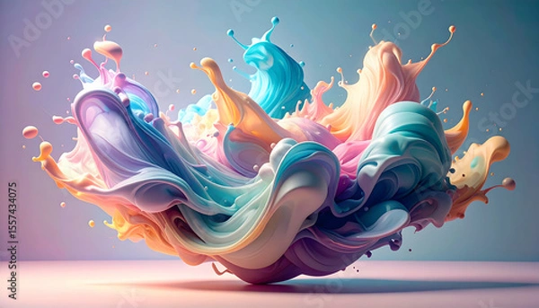 Fototapeta Colorful abstract splash of paint with fluid movement