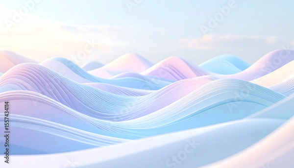 Fototapeta Abstract wavy landscape in soft pastel colors with gentle curves