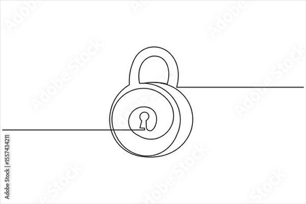 Fototapeta Continuous line padlock illustration simple secure lock outline vector isolated on white background