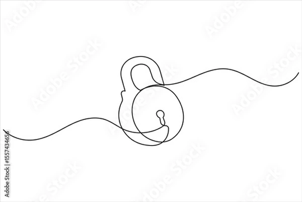 Fototapeta Continuous line padlock illustration simple secure lock outline vector isolated on white background