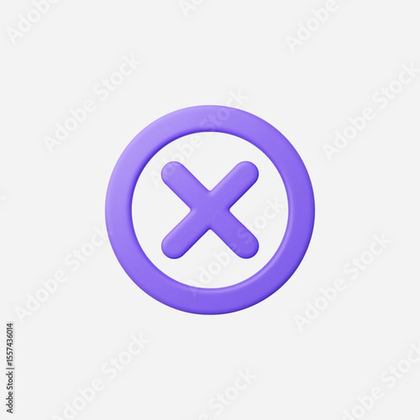 Fototapeta 3d Realistic Cross Checkmark icon vector Illustration