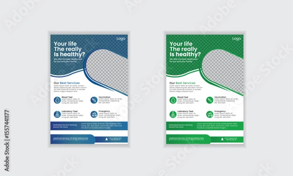 Obraz Modern professional creative unique healthcare medial flyer template layout design