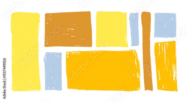 Obraz Hand drawn yellow textured paint quote frame collection. Empty colorful speech bubble set. Design scribble shape text boxes. Forms, borders, colored abstract vector illustration on isolated background