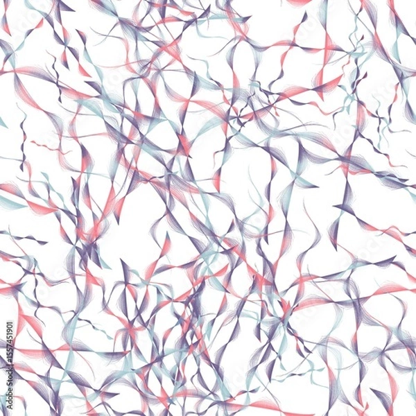 Fototapeta Abstract line ornament seamless pattern. Light coral, muted purple and light blue grey colors. Endless motif for packaging, scrapbooking, textiles, paper