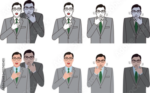 Obraz 善人と悪人の会社員。人をだます詐欺師のイラスト。