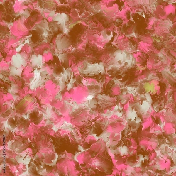 Fototapeta Art background, creative design pattern, painting brush strokes texture with reflection. Rosy pink, medium brown, pastel grey, olive green and white smoke colors. Seamless hand drawn pattern.